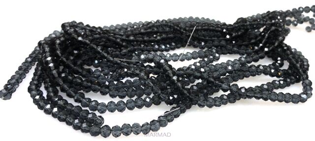 Kryształki fasetowane - oponki 4x3mm - ciemno szare