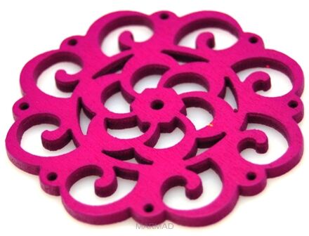 Drewno malowane ażurowe - różowe - 50mm