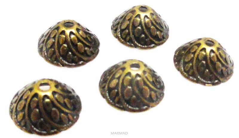 Czapeczki bali na korale kopuła 10mm - antyczny brąz