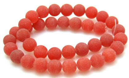 Jadeit matowy - kula 10mm- czerwony