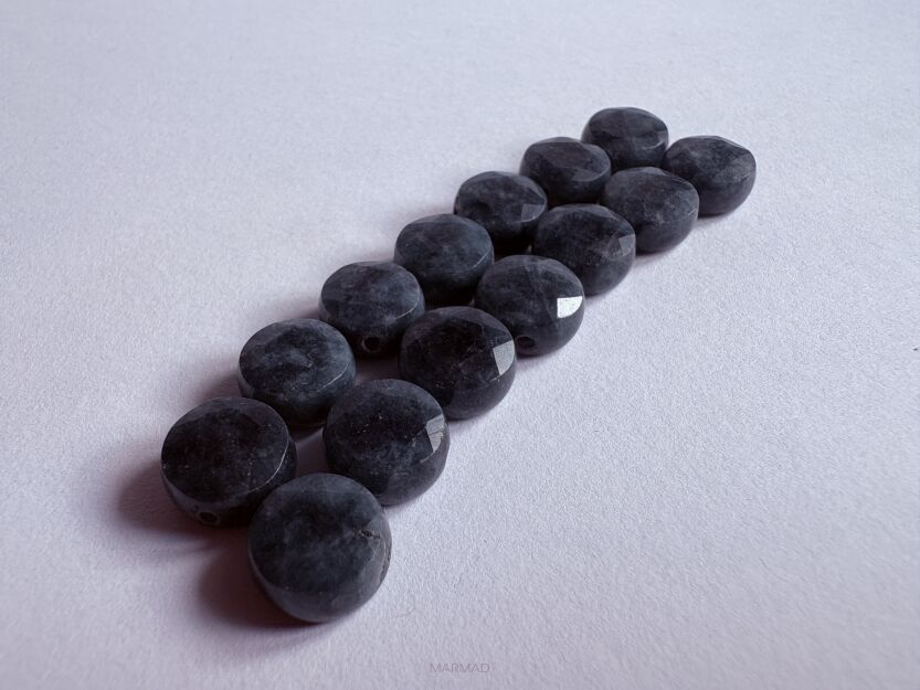 Turmalin - fasetowany naturalny- moneta 10x6mm- niebieski