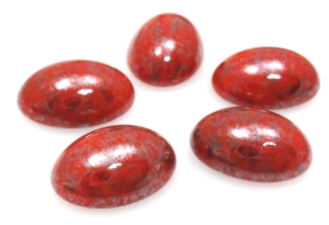 Kaboszon czerwony marmurek - owal 13x9mm - Preciosa