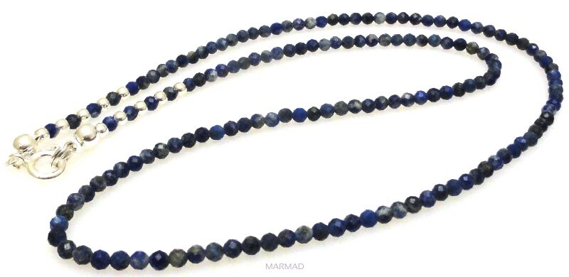Naszyjnik lapis lazuli fasetowany kulki 2,5mm - srebro 925