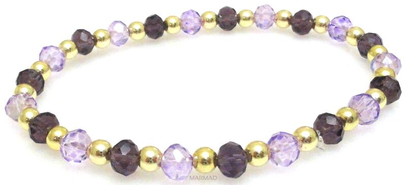 Bransoleta - kryształki fasetowane i hematyt złoty - 19cm