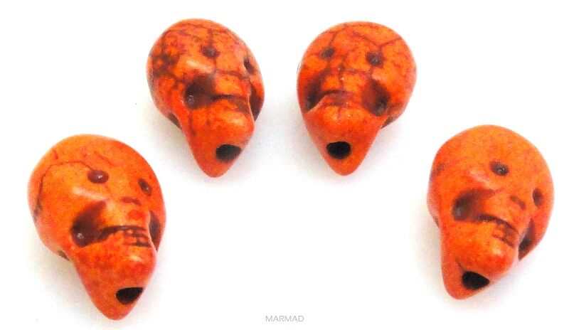 Howlit pomarańczowy - czaszka 13x9x7mm
