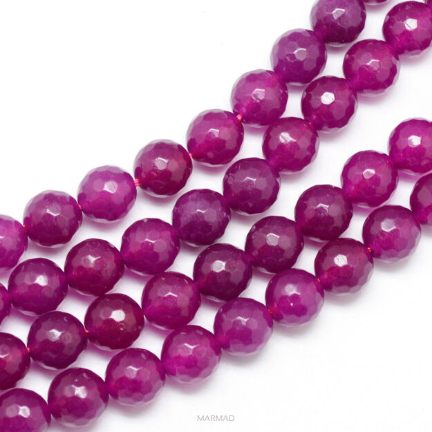 Jadeit fasetowany - kula 6mm - fuksja
