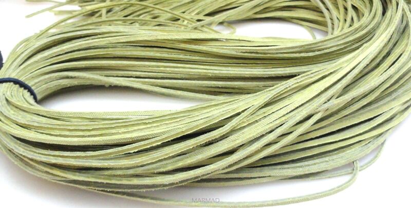 Rzemień jasno zielony skórzany - grubość 1x1,5mm