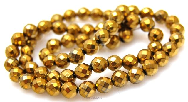 Hematyt fasetowany złoty - kula 6mm