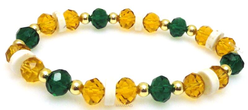 Bransoleta hematyt złoty, howlit i kryształki fasetowane - 17,5cm