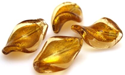 Szkło weneckie - falowane 28x20mm - miodowo złote