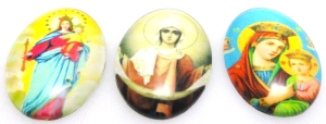 Kaboszony szklane owal 25x18mm - zestaw 3 sztuki - dewocjonalia