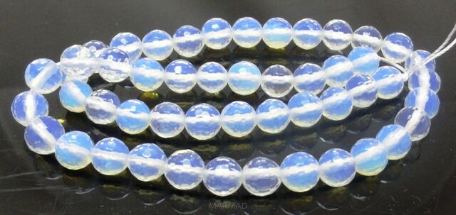 Opal, opalit biały fasetowany - kula 7mm