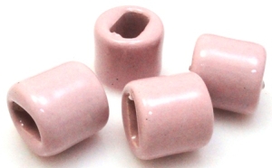 Nakładki na rzemienie i sznurki - walec 16x16mm - ceramika różowa