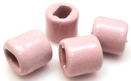 Nakładki na rzemienie i sznurki - walec 16x16mm - ceramika różowa