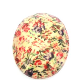 Kaboszon szklany fasetowany - owal 25x18mm - mozaika kwiatowa