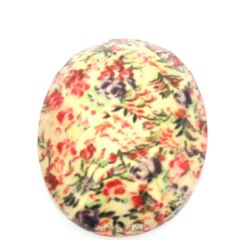 Kaboszon szklany fasetowany - owal 25x18mm - mozaika kwiatowa