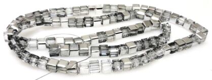 Kostki szklane platerowane 4x4mm - szare