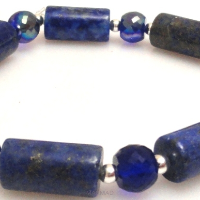 Bransoleta - lapis lazuli, kryształki i hematyt - 19,5cm