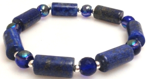 Bransoleta - lapis lazuli, kryształki i hematyt - 19,5cm
