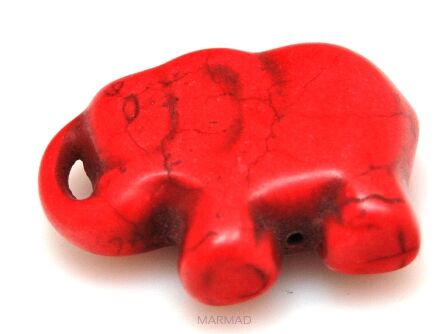 Howlit - słoń 40x30mm - na wisior - czerwony