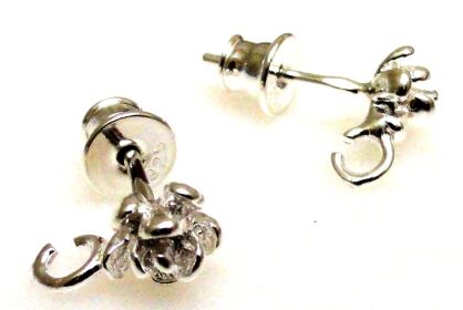 Bigle - sztyft z kwiatuszkiem w komplecie z tulejką - srebro 925 - 1 para