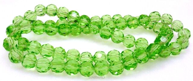 Kryształki fasetowane - kula 8mm - jasno zielone