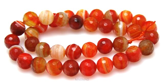 Agat fasetowany - kula 10mm - pomarańczowo miodowy