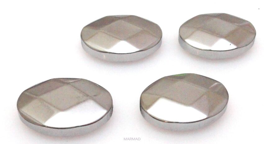 Hematyt fasetowany srebrny - owal 18x13mm