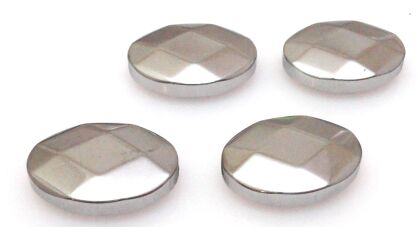 Hematyt fasetowany srebrny - owal 18x13mm