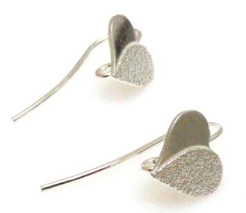 Bigle otwarte ozdobne serce - srebro 925 - 1 para