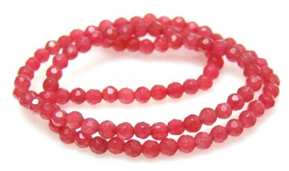 Jadeit fasetowany - kula 4mm - malinowy