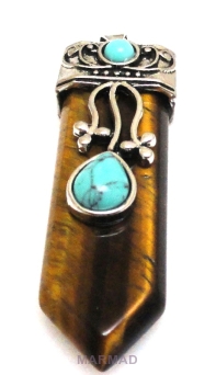 Zawieszka - tygrysie oko i turkus 55x16mm