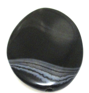 Agat czarny owal 39x30x6mm - na zawieszkę