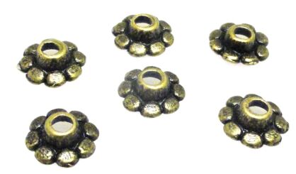 Czapeczki bali na korale 8mm - antyczny brąz