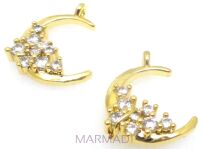 Zawieszka - księżyc z cyrkoniami 14x12mm - stainless steel