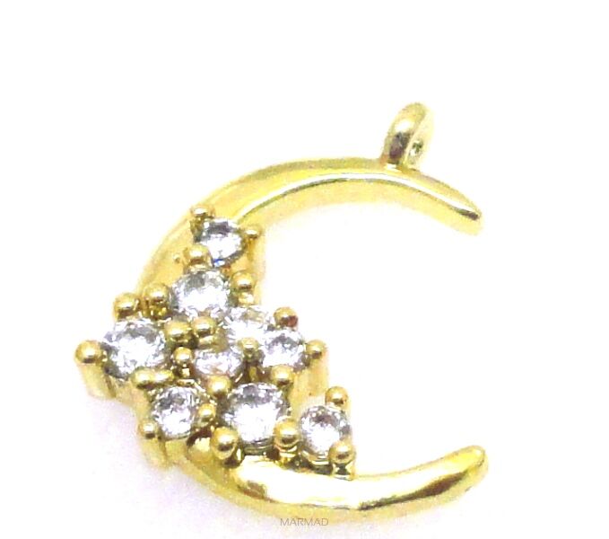 Zawieszka - księżyc z cyrkoniami 14x12mm - stainless steel