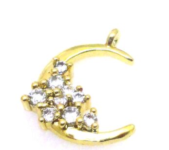 Zawieszka - księżyc z cyrkoniami 14x12mm - stainless steel