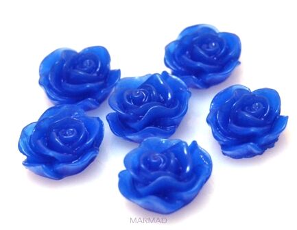 Kaboszon - różyczka 13x11mm - niebieski