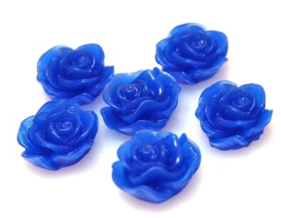Kaboszon - różyczka 13x11mm - niebieski