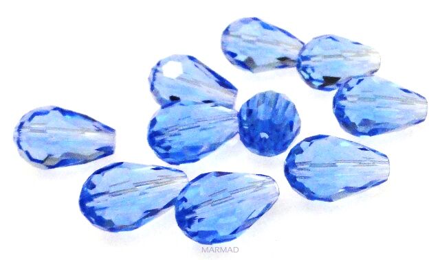 Kryształki fasetowane blue - krople 11x8mm 