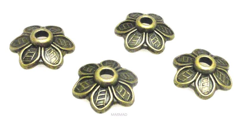 Czapeczki bali na korale 9mm - antyczny brąz