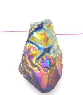 Kwarc pokryty tytanem multikolor - na wisior - 36x16x15mm
