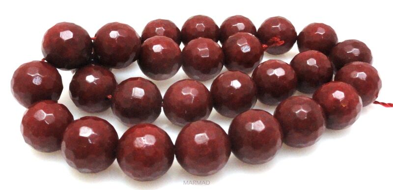Jadeit fasetowany - kula 14mm - bordowy