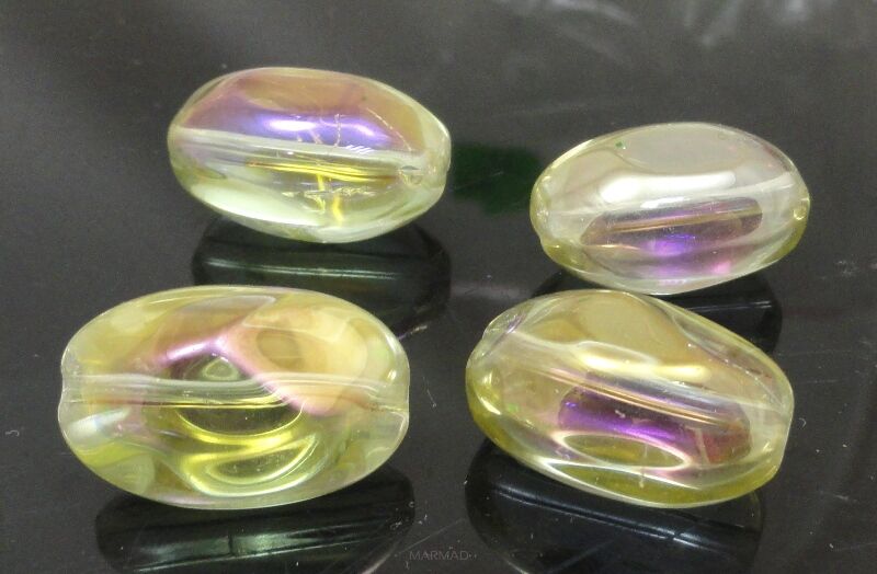 Orzech szklany księżycowy - 20x13mm - lemon AB