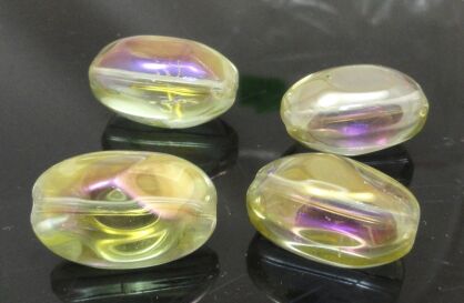 Orzech szklany księżycowy - 20x13mm - lemon AB
