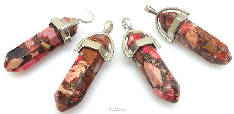 Zawieszka - jaspis cesarski z żywicą grot 39x10mm