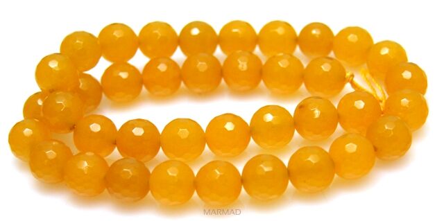 Jadeit fasetowany - kula 10mm - żółty