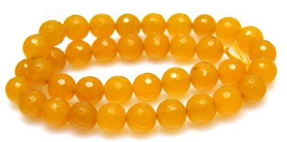 Jadeit fasetowany - kula 10mm - żółty