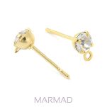 Bigle - sztyft z kryształem górskim - srebro 925 pozłacane 18K - 1 para - 2