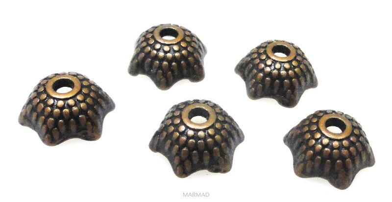 Czapeczki bali na korale - 8mm - red copper